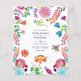 Flyer Convite de Casamento Fiesta Mexicana Floral Aquare