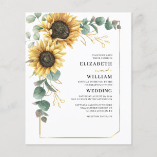 Flyer Convite de Casamento Flor de Girassol Eucalipto