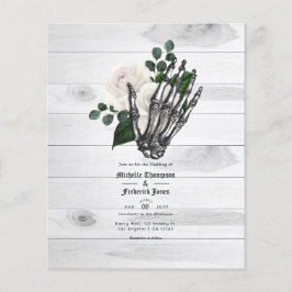 Flyer Convite de Casamento Floral Branco Rústico Gótico