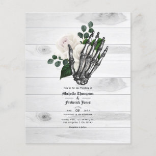 Flyer Convite de Casamento Floral Branco Rústico Gótico