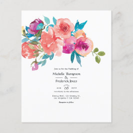 Flyer Convite de Casamento Floral Coral e Fandango