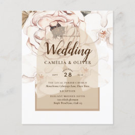 Flyer Convite de casamento Floral de Champanhe Rosa Leve