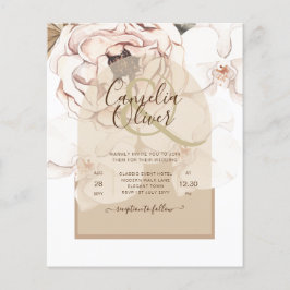 Flyer Convite de casamento Floral de Champanhe Rosa Leve