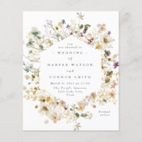 Convite de Casamento Floral de Pampas com Flores S