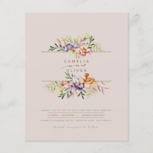 Flyer Convite de Casamento Floral de Verão com Pêssego R