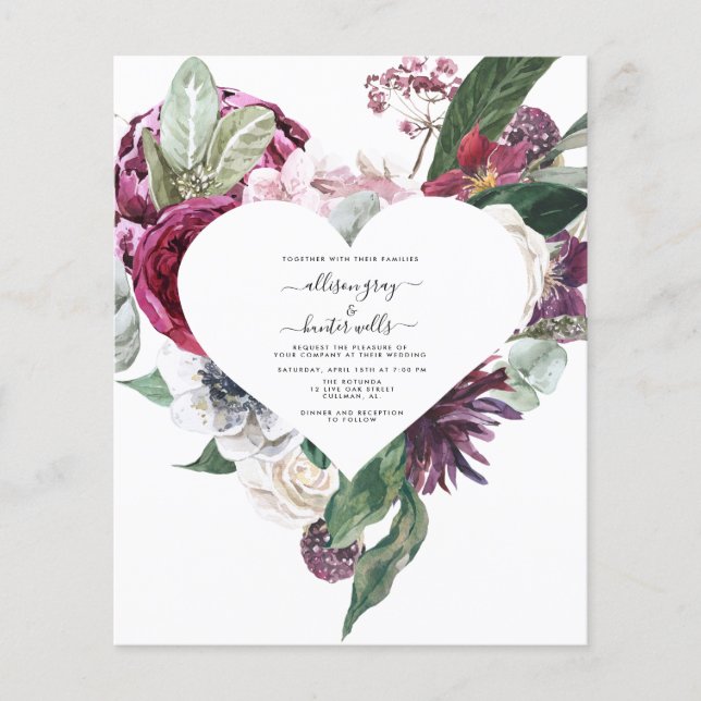Flyer Convite de Casamento Floral Econômico | Laural Fly (Frente)