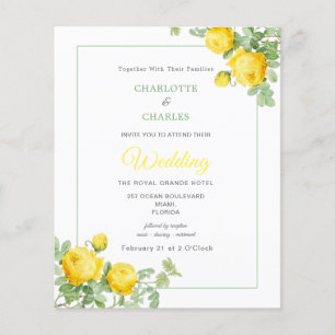 Flyer Convite de casamento Floral Elegante de Rosas Amar