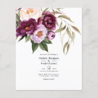 Convite de casamento floral em veludo profundo