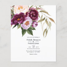 Convite de casamento floral em veludo profundo