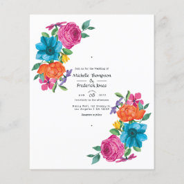 Flyer Convite de Casamento Floral Fiesta em Aquarela