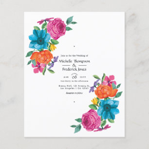 Flyer Convite de Casamento Floral Fiesta em Aquarela