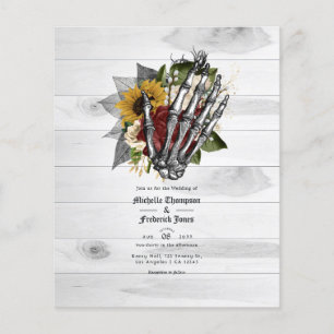 Flyer Convite de Casamento Floral Gótico Rústico de Outo