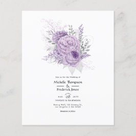 Flyer Convite de Casamento Floral Lavanda e Prata