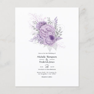 Flyer Convite de Casamento Floral Lavanda e Prata