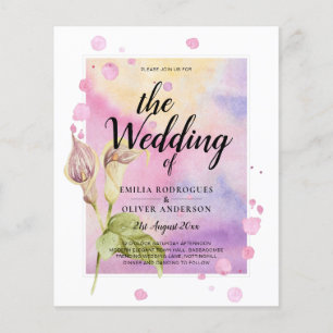 Flyer Convite de casamento Floral Leah G Pink Calla Lily