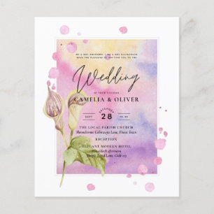 Flyer Convite de casamento Floral Leah G Pink Calla Lily