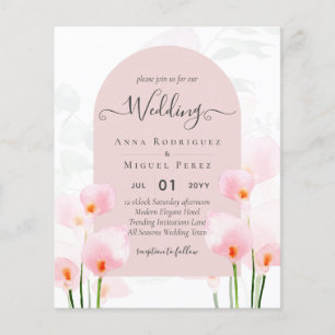 Flyer Convite de casamento Floral Leah G Pink Calla Lily