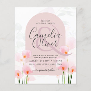 Flyer Convite de casamento Floral Leah G Pink Calla Lily