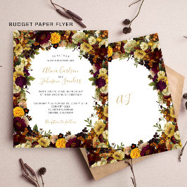 Flyer Convite de casamento floral outono econômico
