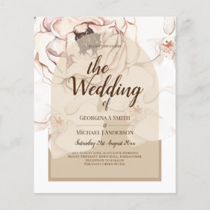 Flyer Convite de Casamento Floral Rosa Champanhe LeahG B