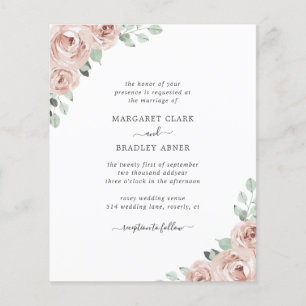Flyer Convite de Casamento Floral Rosa Po dusty Orçament
