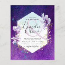 Convite de casamento Floral Roxo de Plum