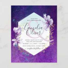 Flyer Convite de casamento Floral Roxo de Plum