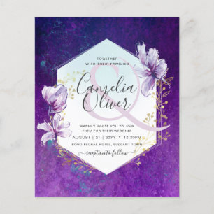 Flyer Convite de casamento Floral Roxo de Plum