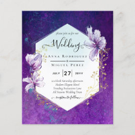 Flyer Convite de casamento Floral Roxo de Plum