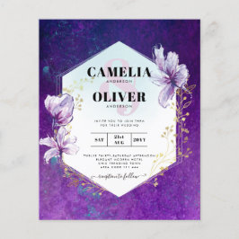 Flyer Convite de casamento Floral Roxo de Plum