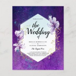 Flyer Convite de casamento Floral Roxo de Plum