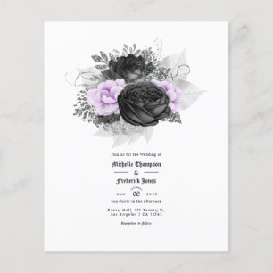 Flyer Convite de Casamento Floral Roxo e Preto