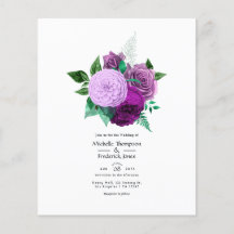 Convite de Casamento Floral Roxo e Verde