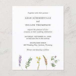 Flyer Convite de casamento floral rústico com orçamento