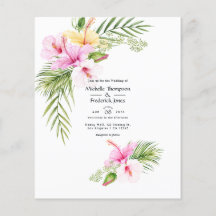 Convite de Casamento Floral Tropical Aquarela na P