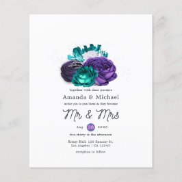 Flyer Convite de Casamento Floral Violeta Rústico e Turq