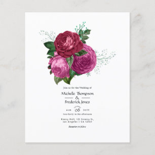 Flyer Convite de Casamento Floral Viva Magenta