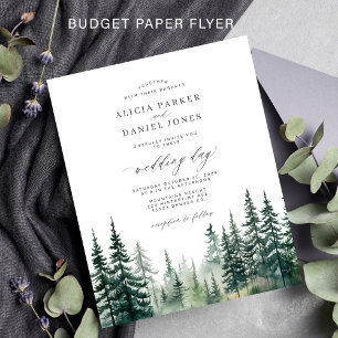 Flyer Convite de casamento floresta de árvores de pinho 