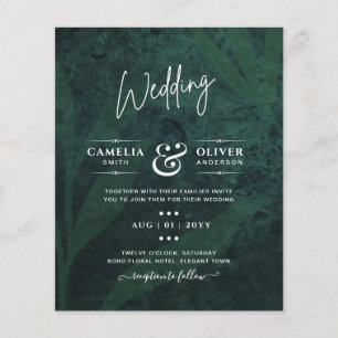 Flyer Convite de Casamento Folhas Brancas Verde Esmerald