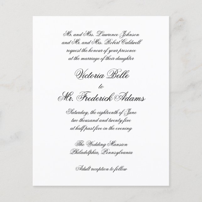 Flyer Convite de Casamento Formal Elegante dentro do Orç (Frente)