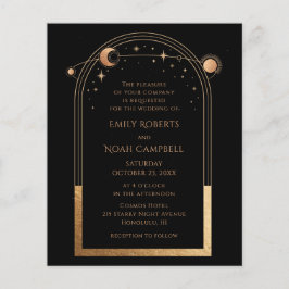 Flyer Convite de Casamento Foto Sol Lua Preto Dourado Mí