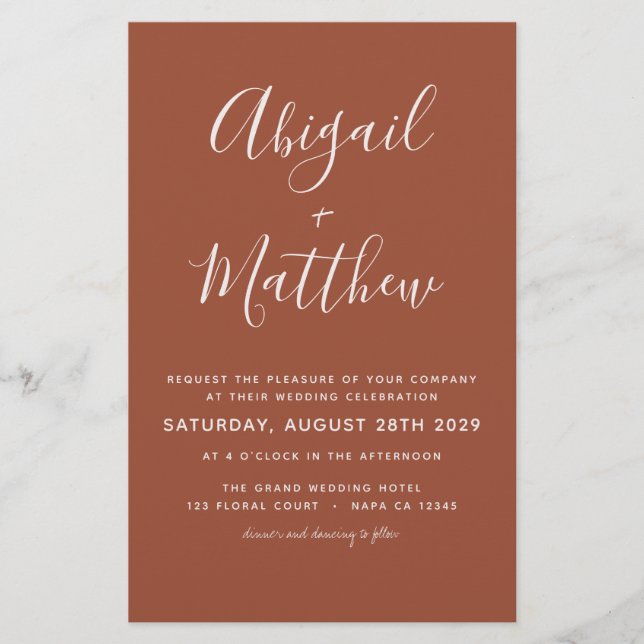 Flyer Convite De Casamento Fotográfico Boho Terracotta (Frente)