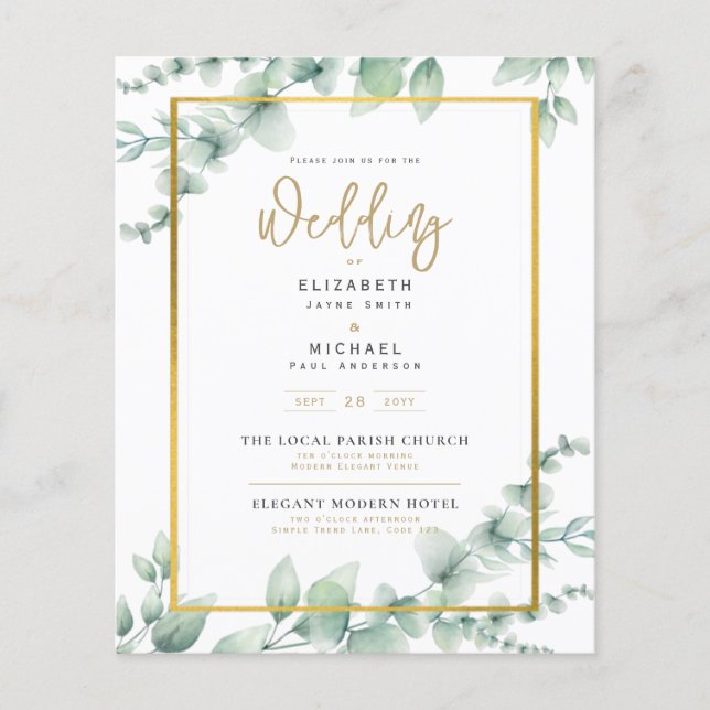 Flyer Convite de Casamento Fotográfico com Vegetação Bot (Frente)