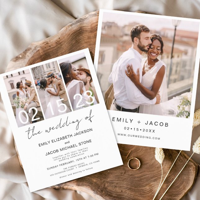 Flyer Convite de Casamento Fotográfico Preto e Branco Ec (Criador carregado)