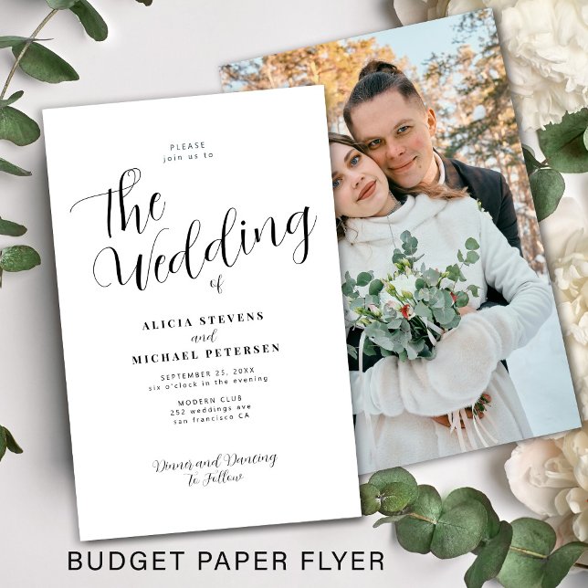 Flyer Convite de casamento fotográfico simples e elegant (Criador carregado)