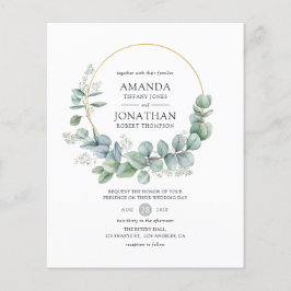 Flyer Convite de Casamento Geométrico de Eucalipto Sage 