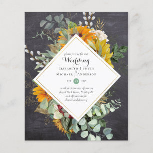 Flyer Convite de Casamento Girassóis Rústicos com Eucali