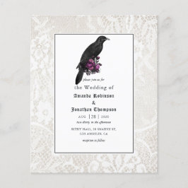 Flyer Convite de Casamento Gótico com Flores e Renda no 