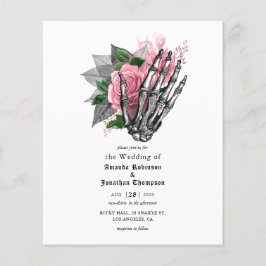Flyer Convite De Casamento Gótico, De Esqueleto Floral R