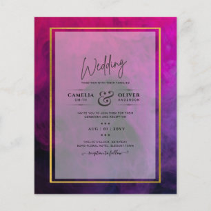 Flyer CONVITE de Casamento INK Magenta Ameixa Roxo Inten